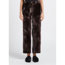 Diega - Capribroek van velours met hoge taille - L Maat - Bruin