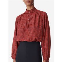 Vanessa Bruno - Blouse col montant avec broderies fleuris - Taille 40 - Rouge