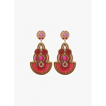 Satellite Paris - Kristallen oorhangers met clips - Een Maat - Roze