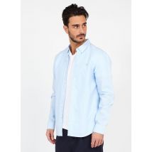 Farah - Camisa slim fit de algodón orgánico con cuello americano - Talla S - Azul