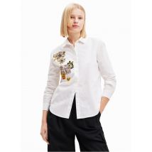Desigual - Katoenen overhemd met klassieke kraag en print - 2XL Maat - Wit