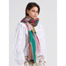 Storiatipic - Sjaal met print wol/zijdeblend - Een Maat - Roze