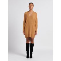 Liu Jo - Vestido corto de lana con cuello de pico - Talla XL - Caqui