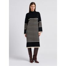 Object - Gestreiftes midikleid mit stehkragen - Größe M - Schwarz