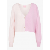 Crush - Cárdigan de cachemira a rayas con cuello de pico - Talla 0 - Rosa