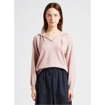 Ekyog - Pull Col V à capuche en laine et soie - Taille L - Rose