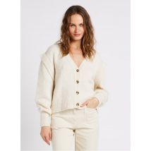 Sessun - Ruimvallend vest met v-hals wolblend - L Maat - Beige