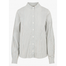 Cotelac - Gestreepte blouse met ronde hals katoenblend - 2 Maat - Bruin