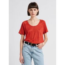 Ekyog - Tee-shirt col rond en lin - Taille S - Rouge