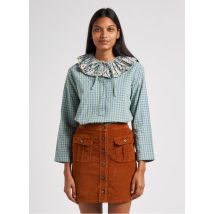 Dr Bloom - Katoenen top met peterpankraagje en vichyruitje - S/M Maat - Blauw