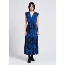 Sud Express - Lange jurk met overslag en print - S Maat - Blauw