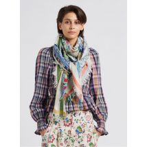 Storiatipic - Foulard met print wolblend - Een Maat - Blauw