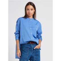 Soeur - Ruimvallende - katoenen blouse met maokraag - 42 Maat - Blauw