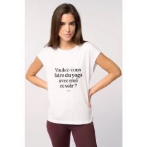 Yuj Yoga Paris - Tee-shirt col rond droit en coton - Taille M - Blanc
