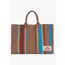 Moismont - Bolso shopper de algodón y yute a rayas - Talla única - Marrón