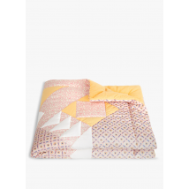 Louise Misha - Katoenen plaid met patchworkpatroon met bloemmotief 120 x 120 cm - Een Maat - Roze