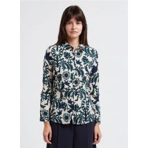 Nice Things - Rechte - katoenen blouse met klassieke kraag en print - 36 Maat - Beige