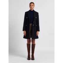 Pablo - Abrigo de mezcla de lana con cuello sastre - Talla 38 - Azul
