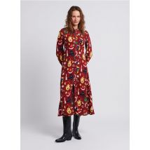 Soi Paris - Lange jurk met ronde hals en print - 42 Maat - Rood