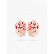 Les Nereides - Boucles d'oreilles tiges estampe de rosier sur nacre - Taille Unique - Doré