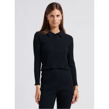 Rita Row - Aansluitende - katoenen top met klassieke kraag - M Maat - Zwart