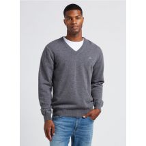 Gant - Jersey de lana con cuello de pico - Talla XL - Gris