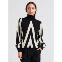Object - Jersey jacquard de mezcla de punto con cuello vuelto - Talla M - Negro