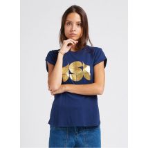 Soeur - Camiseta estampada de mezcla de algodón orgánico con cuello redondo - Talla 34 - Azul