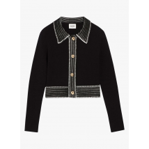 Claudie Pierlot - Vest met klassieke kraag katoenblend - 3 Maat - Zwart