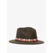 Maradji - Hoed met smalle rand en geborduurd biesje - L Maat - Kakigroen