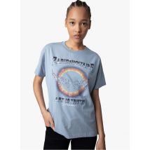 Zadig&voltaire - Katoenen t-shirt met ronde hals - zeefdruk en stras - L Maat - Blauw