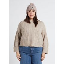 Gina Tricot - Ruimvallende - gebreide trui met ronde hals materiaalblend - XL Maat - Beige