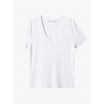 Mango - Camiseta con cuello de pico - Talla XXS - Blanco