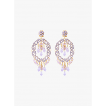 Satellite Paris - Boucles d'oreilles percées raffinées en métal argenté - Taille Unique - Violet