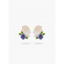 Les Nereides - Boucle d'oreilles tiges quartz composition florale - Taille Unique - Doré