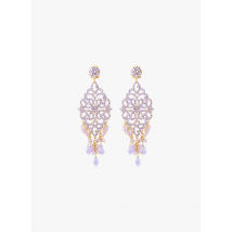 Satellite Paris - Boucles d'oreilles percées en métal argenté - Taille Unique - Violet