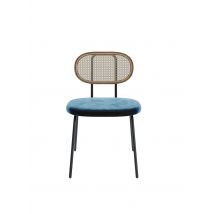 Potiron Paris - Lot de 2 chaises en rotin et velours bordeaux - Taille Unique - Bleu
