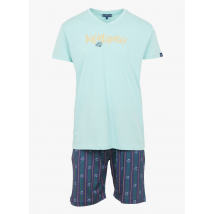 Arthur - Korte pyjama van biokatoen met print - XL Maat - Blauw