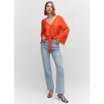 Mango - Blouse Col V - Taille L - Rouge