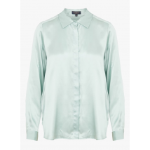 Caroll - Zijden blouse met klassieke kraag - 42 Maat - Groen