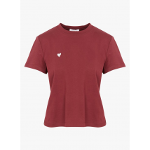 Kookai - Katoenen t-shirt met ronde hals en geborduurd hartje - 1 Maat - Rood