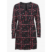 Pinko - Korte jurk met v-hals en bloemenprint - 42 Maat - Zwart