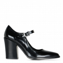 Jonak - Mat glanzende - leren mary-janes met hak - 38 Maat - Zwart