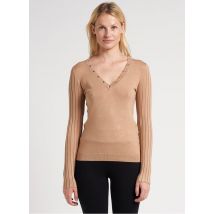 Liu Jo - Trui met v-hals en sieroogjes - M Maat - Kakigroen