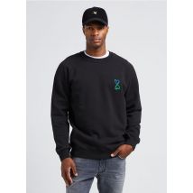 Thinking Mu - Sweater van biokatoen met ronde hals en borduursel - XL Maat - Zwart