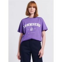 Margaux Lonnberg - Camiseta de algodón orgánico serigrafiada con cuello redondo - Talla 0 - Violeta
