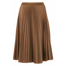 Mat Fashion - Halflange - satijnachtige plissérok - 50 Maat - Bruin