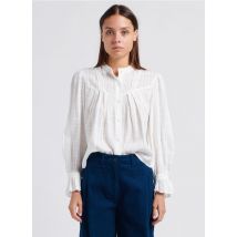 The Korner - Katoenen blouse met ronde hals - 36 Maat - Wit