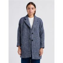 The Korner - Halflange jas van tweed met reverskraag - 40 Maat - Blauw