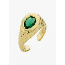 Mya Bay - Gehämmerter ring aus vergoldetem messing mit stein - Einheitsgröße - Golden